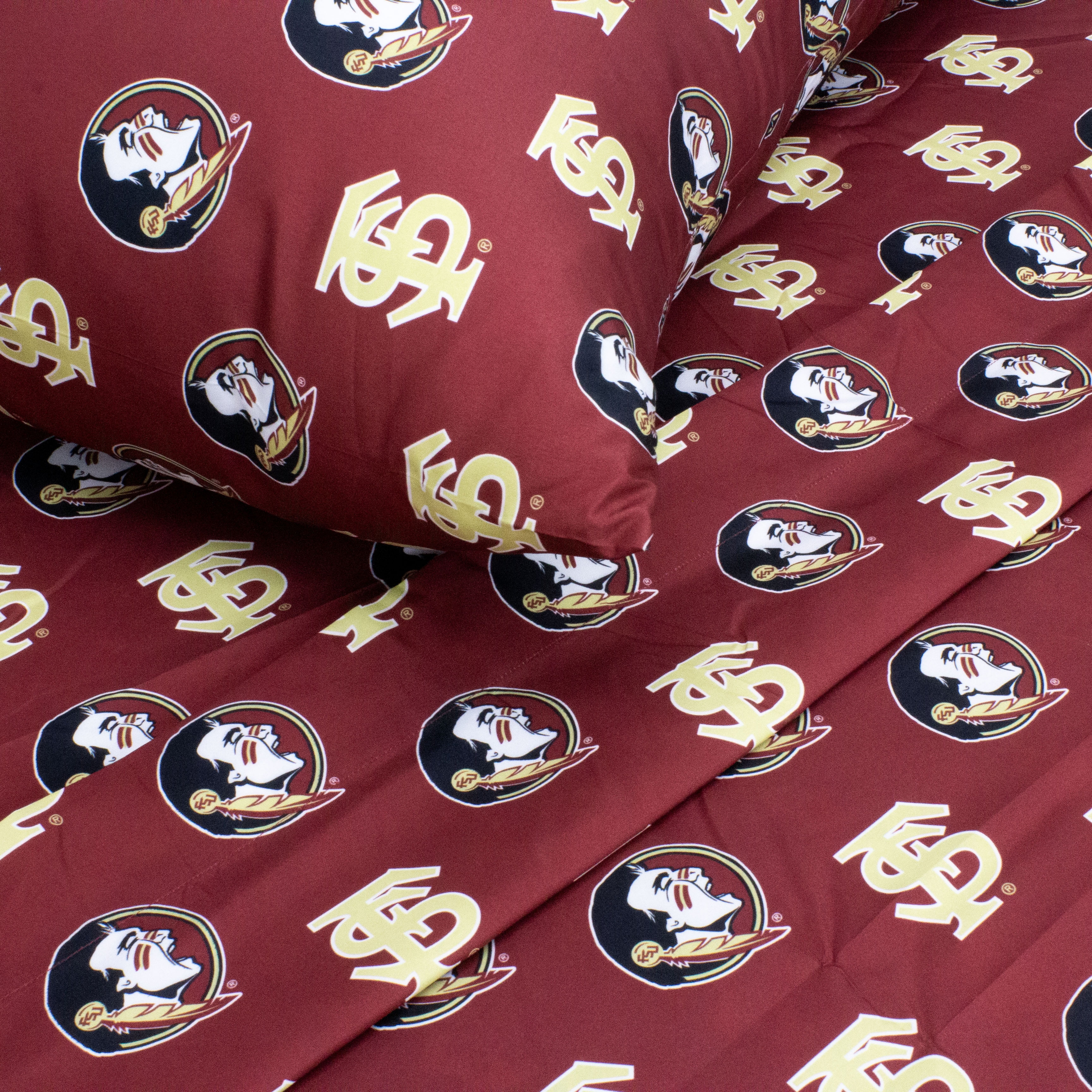 Florida State Seminoles 100% cotton, 3 piece sheet set - flat sheet, fitted sheet, 1 pillow case, Twin, Team Colors