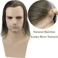 thumbnail image 4 of 12" Long Hair Men's Toupee Natural Wave 100% Virgin Human Hair Replacement System for Men 10"x8" Base Size Natural #4 Medium Brown Color, 4 of 7