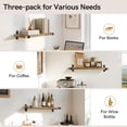 thumbnail image 5 of Afuly Rustic Floating Shelves for Wall, 16in Wood Floating Shelf Set of 3 , Brown Wall Shelves with Metal Brackets, Hanging Shelf for Living Room, Bathroom, Kitchen, Home Decor and Storage, 5 of 11
