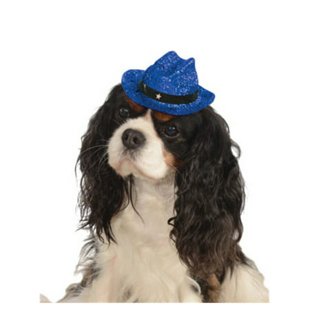 Blue Sparkle Glitter Cowgirl Cowboy Hat For Pet Dog