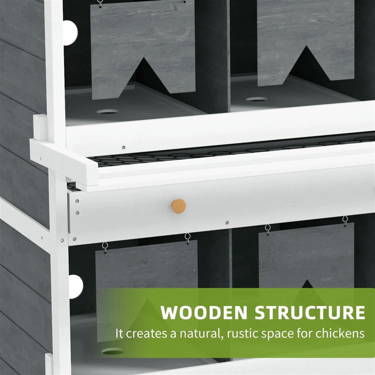 Kadyn 47" Outdoor Chicken Nesting Box, 8 Compartment Nesting Box, 8 Room Wood Nesting Boxes for 16-32 Hens, Gray