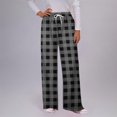 thumbnail image 2 of Lenpel Women's Casual Plaid Pants Elastic High Waisted Drawstring Printed Wide Leg Sweatpants Baggy Lounge Trousers, 2 of 5