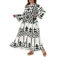 thumbnail image 2 of DARING DIVA Plus Size Womens Button Long Flared Bell Sleeve Dress 3X Black, 2 of 6