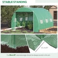 thumbnail image 5 of Outsunny 10' x 10' x 6.5' Walk-in Tunnel Hoop Greenhouse, Polyethylene PE Cover, Steel Frame, Roll-Up Zipper Door & Windows for Flowers, Vegetables, Tropical Plants, Green, 5 of 6