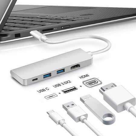 Multiport USB C Hub, USB Type C to 4K HDMI/Gigabit Ethernet/PD/ SD/Micro Card Slot /USB 3.0 Adapter for MacBook Pro, Surface Book 2/Pro, Spectre x360