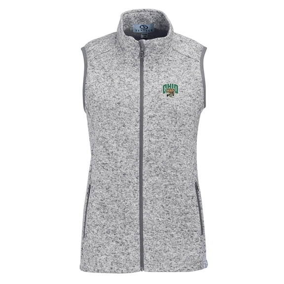 Women's Heather Gray Ohio Bobcats Summit Fleece Full Zip Sweater Vest