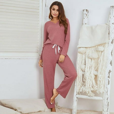 

Winter Savings!!! Pajamas Set For Women Bobora Autumn New Pijama Suit Pure Color Simple Casual Comfortable Long-Sleeved Home Service Suits