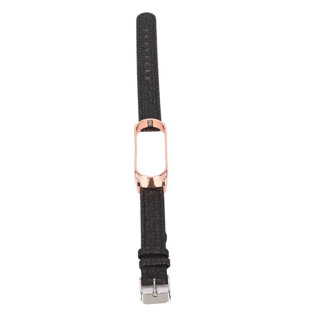 Banda De Pulsera Inteligente, Correa De Reloj Precisa De Cuero Resistente Al Desgarro Sin Costuras Con Carcasa De Metal Para Mi Band 6