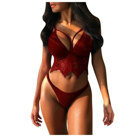 

Women Lace Lingerie Sleepwear Night Bra And Panty Set Backless Pajamas 5 Pack