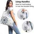 thumbnail image 2 of 5 Pack Foldable Shopping Bag,Blue Christmas Snowflake Pattern Reusable Grocery Bags with Pockets,Large Reusable Tote Bags with Handles Waterproof & Lightweight, 2 of 6