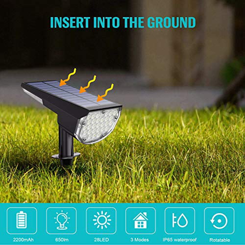 28 LED Solar Landscape Spotlights Outdoor 2-in-1 Wireless Solar Powered Landscaping Lamps Adjustable LED Wall Lights for Garden Driveway Solar Lights Outdoor 3 Modes Patio etc Porch