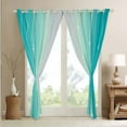 thumbnail image 3 of Teal and Grey Watercolor Curtains Wave Lines and Dots Curtains & Drapes, Gradient Ombre Blackout Curtains Aesthetic Abstract Window Treatments, Modern Geometry Stripe Bedroom Curtains Room Decoration, 3 of 5