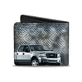 thumbnail image 2 of Ford Wallet, Bifold, F150 Ford Truck Checker Metal Diamond Plate, Vegan Leather, 2 of 4