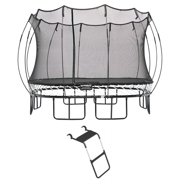 Springfree Trampoline Square 11 Ft Trampoline & FlexrStep V2 Safety Ladder