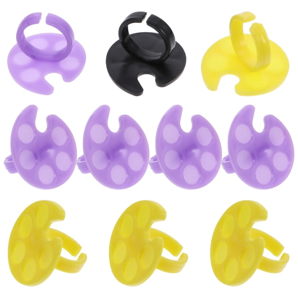 10 Uds. Placa de anillo para decoración de uñas, bandeja de pegamento para esmalte de uñas, bandeja de Color para uñas