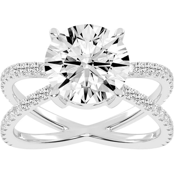 beryl_creation 925 Sterling Silver 1.20 Ct Round Cut White Diamond Wedding Engagement Crisscross Solitaire Ring 14K White Gold Plated For Women's -4.5