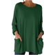 thumbnail image 1 of Tops de Manga Larga de las Mujeres Casual Color Sólido Cuello Redondo Suelto Encaje Superior con Bolsillo, Tops de Manga Larga de las Mujeres, 1 of 8