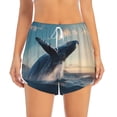 thumbnail image 2 of Daiia Dancing Whale Pattern Women's 2 in 1 Running Shorts - Lightweight Athletic Workout Gym Yoga Shorts Liner with Phone Pockets-Medium, 2 of 7