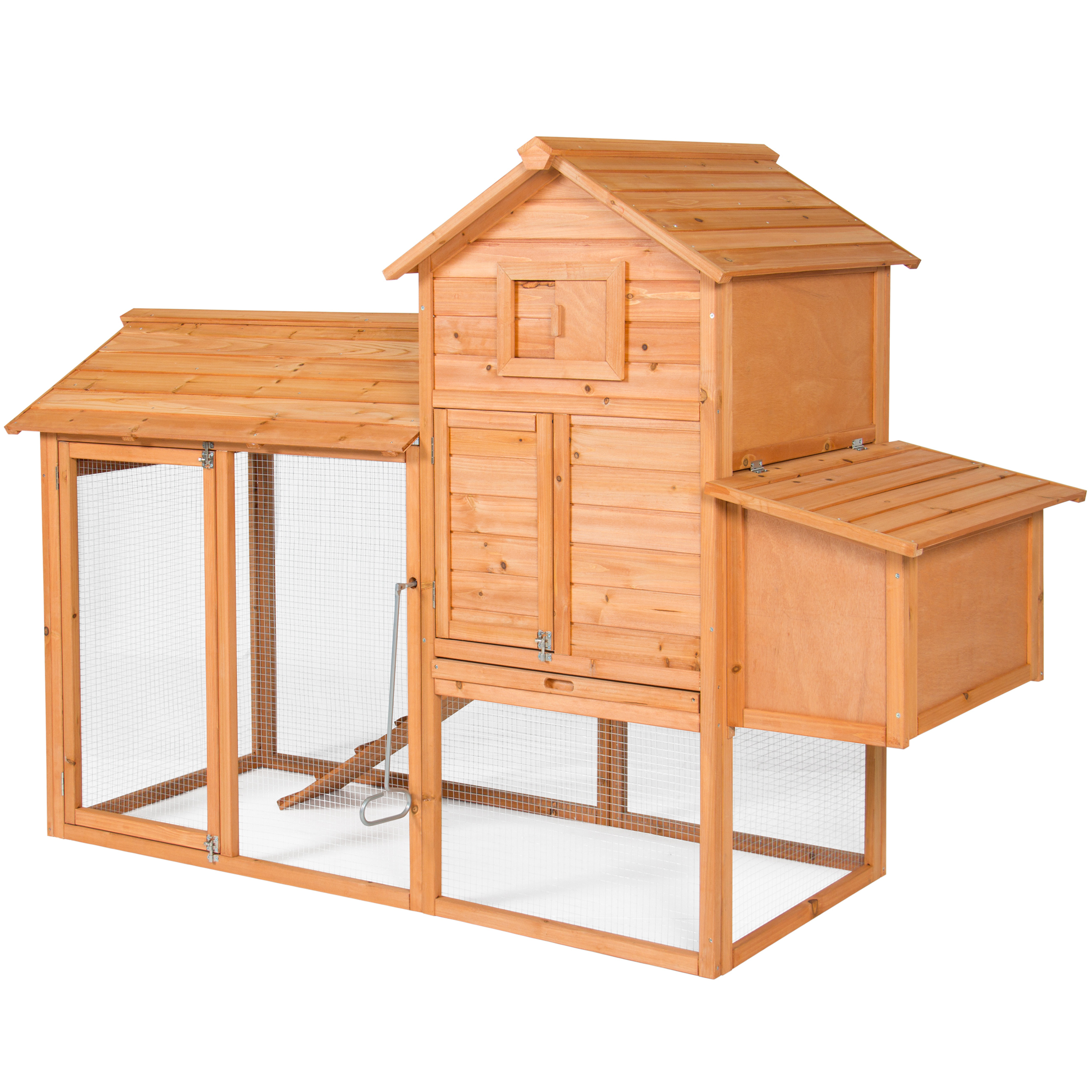 Best Choice Products 80in Outdoor Wooden Chicken Coop Hen House Poultry Cage W Wire Fence For 4 Birds Farm Brown