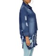 thumbnail image 5 of IROINNID Women's Denim Jacket Turndown Lapel Solid Color Long Sleeve Loose Casual Denim Jacket Loose Autumn Coat , Dark Blue, 5 of 9
