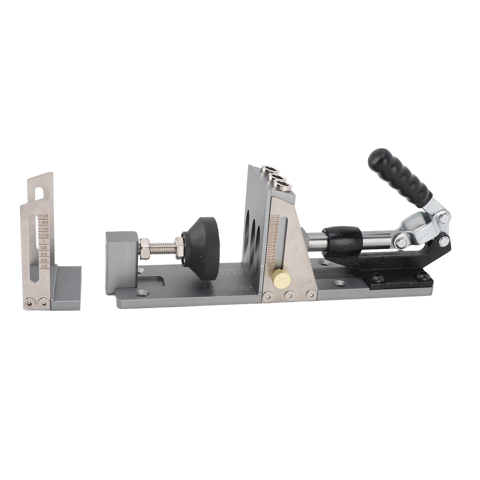 2024 Pocket Hole Jig Kit Pocket Screw Jig Accurate Easy Adjust Aluminium Alloy Woodworking Tool with Step Drill Wrench for Projects