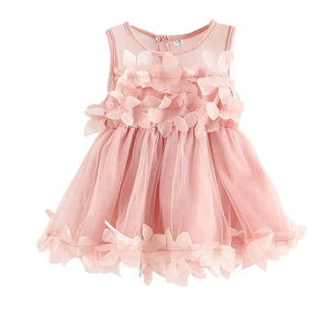 

OVTICZA Baby Toddler Floral Tulle Tutu Dress Sleeveless Summer Dresses Sundress for Girls Pink 90