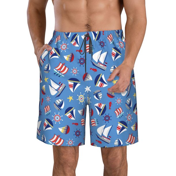 Fotbe Colorful Sailing Ship Trajes de Baño Estampados para Hombre, Shorts de Verano de Secado Rápido, Ropa de Playa, Bañadores-XX-Large