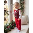thumbnail image 4 of Cjfdfy Toddler Baby Boy Christmas Gentleman Outfit Button Long Sleeve Shirt With Bow Tie And Plaid Vest Elastic Pants 3Pcs Kids Cute My First Christmas Fall Winter Formal Outfits 6M-8Y, 4 of 9