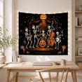 thumbnail image 5 of Skeleton Jazz Band on Black Stage with Pumpkins, Moody Gothic Style for Skeleton Decor Fans, Spooky Wall Decor Halloween Gift, Tapestry Wall Hanging for Bedroom and Dorm, 5 of 7
