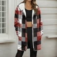 thumbnail image 2 of FDGIU Women's Plaid Fleece Coat - Sherpa Lined Plus Size Warm Winter Zip Up Outerwear for Cold Weather, 2 of 5