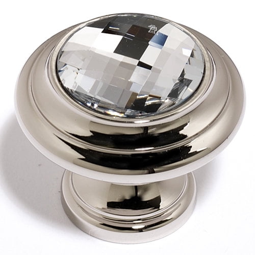 Alno Crystal Round Knob - Clear / Polished Antique