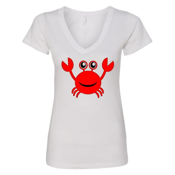 Inktastic Cute Red Crab Women's V-Neck T-Shirt