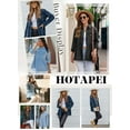 thumbnail image 5 of HOTAPEI Jean Jacket for Women Pleated Snap Buttoned Frayed Long Sleeve Distressed Denim Jackets With Bust Pockets, 5 of 6