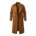 thumbnail image 4 of Mrmaere Men Lapel Trench Coat Double Breasted Belted Long Sleeve Outerwear For Business Daily Orange M, 4 of 9