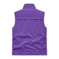 thumbnail image 5 of Men's Solid Color Sleeveless Vest Jacket Nylon Spandex Stand Up Collar Full Zip Cardigan With Multiple Pockets Lightweight Outerwear Casual Daily Travel | Zenithor,Purple XL, 5 of 9