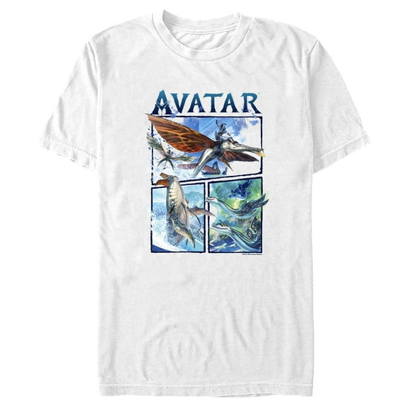 Men's Avatar: The Way of Water Watercolor Air and Sea Creatures Logo Graphic Tee White Small