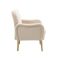 thumbnail image 3 of Velvet Accent Chair, Upholstered Armchair with Soft Backrest and Arms, Single Sofa Chair with Gold Metal Legs, Modern Side Chair Leisure Chair Reading Chair for Living Room Bedroom Office, Beige, 3 of 7
