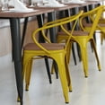 thumbnail image 4 of Flash Furniture Luna Commercial Grade Yellow Metal Indoor-Outdoor Chair with Arms with Teak Poly Resin Wood Seat, 4 of 13