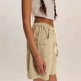 thumbnail image 4 of HAOTAGS Women's Summer Shorts, Elastic Waist Pockets Breathable Sports Shorts Khaki 2XL, 4 of 8