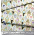 thumbnail image 2 of Soimoi Beige Cotton Duck Fabric Diamond & Ice Cream Cone Food Print Sewing Fabric Yard 42 Inch Wide, 2 of 3