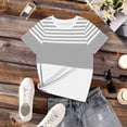 thumbnail image 6 of Ihhxva Plus Size Women's Tops Moisture-Wicking Striped Crewneck Tee Fit Nautical Print T-Shirt Casual Summer Cotton Loose Style S-2XL, 6 of 7
