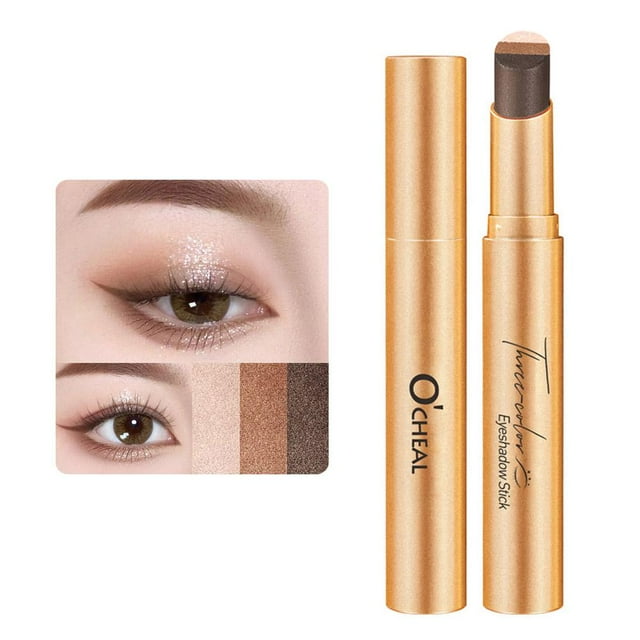 Easy-to-Apply Gradient Eyeshadow Stick, Waterproof Eye Makeup Shimmer Stick, Long Lasting Three-Color Highly Pigmented Rotating Design for Newcomers, 01# Matte Earth