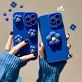 thumbnail image 2 of Funda suave con flores en 3D para iPhone, carcasa bonita, coreana, francesa, Color caramelo, Simple, azul Klein, para iPhone 14, 13, 12, 11 Pro Max, X, XS, XR, 8 plus Fivean unisex, 2 of 2