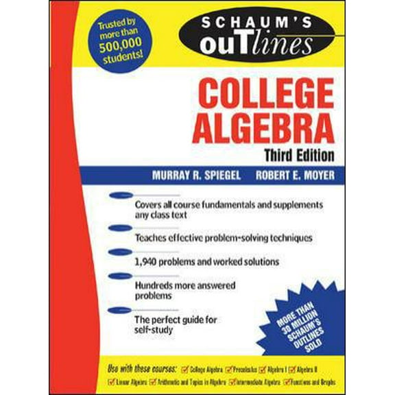 Pre-Owned Schaum's Outline of College Algebra (Paperback) 0071452273 9780071452274