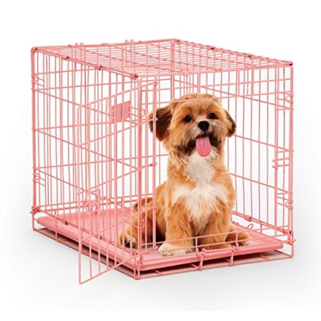 Pink Dog Crate MidWest iCrate 24" Pink Folding Metal Dog Crate w
