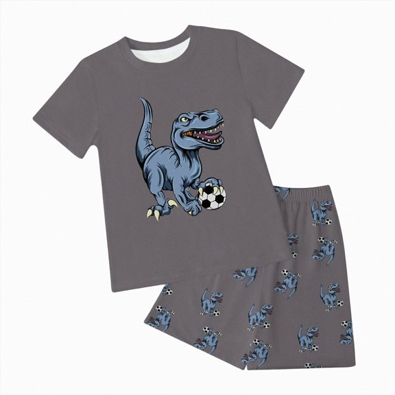 Nwiuh Toddler Summer Clothes Short Sleeve Top Casual Shorts 2-Piece Comfy Outfits Sets Size 6-12 Years(Dark Gray, 6-7 Years)