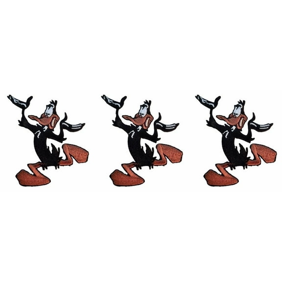 Daffy Duck Cartoon Character 3 Inches Tall Embroidered Iron On Patch Set of 3