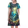 thumbnail image 1 of Balery Enchanted Forest Butterfly A Vestidos sueltos de manga corta para mujer, vestidos de verano 2025, vestidos casuales de corte A con vuelo., 1 of 6