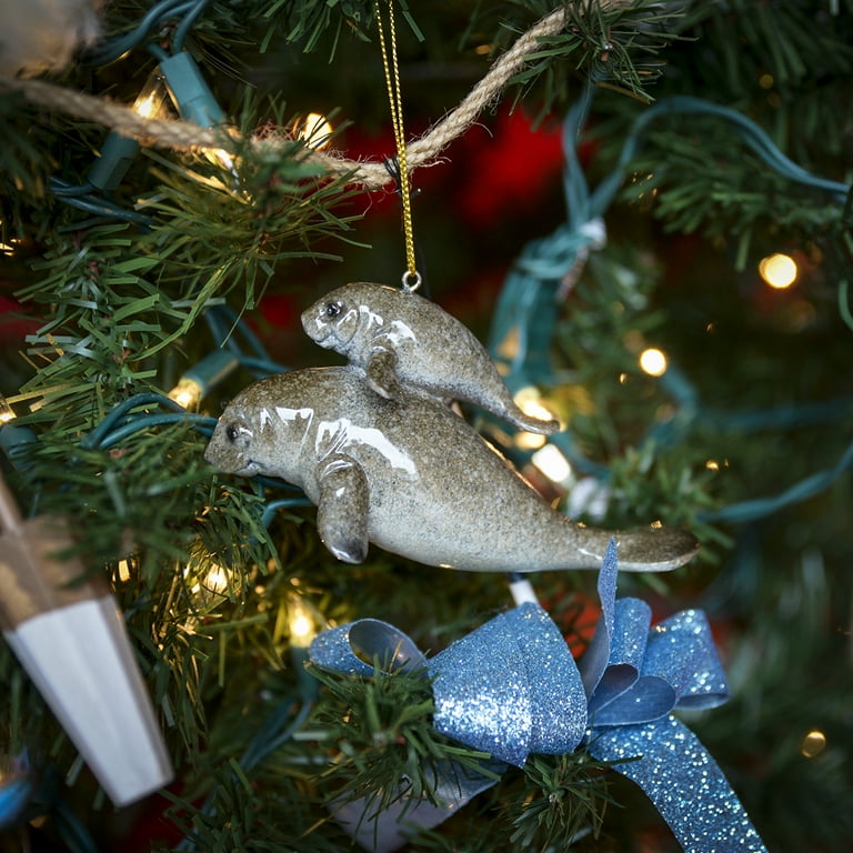 Manatee Mom Baby Christmas Tree Ornament Holiday Gift Nautical Hang Xmas Decor