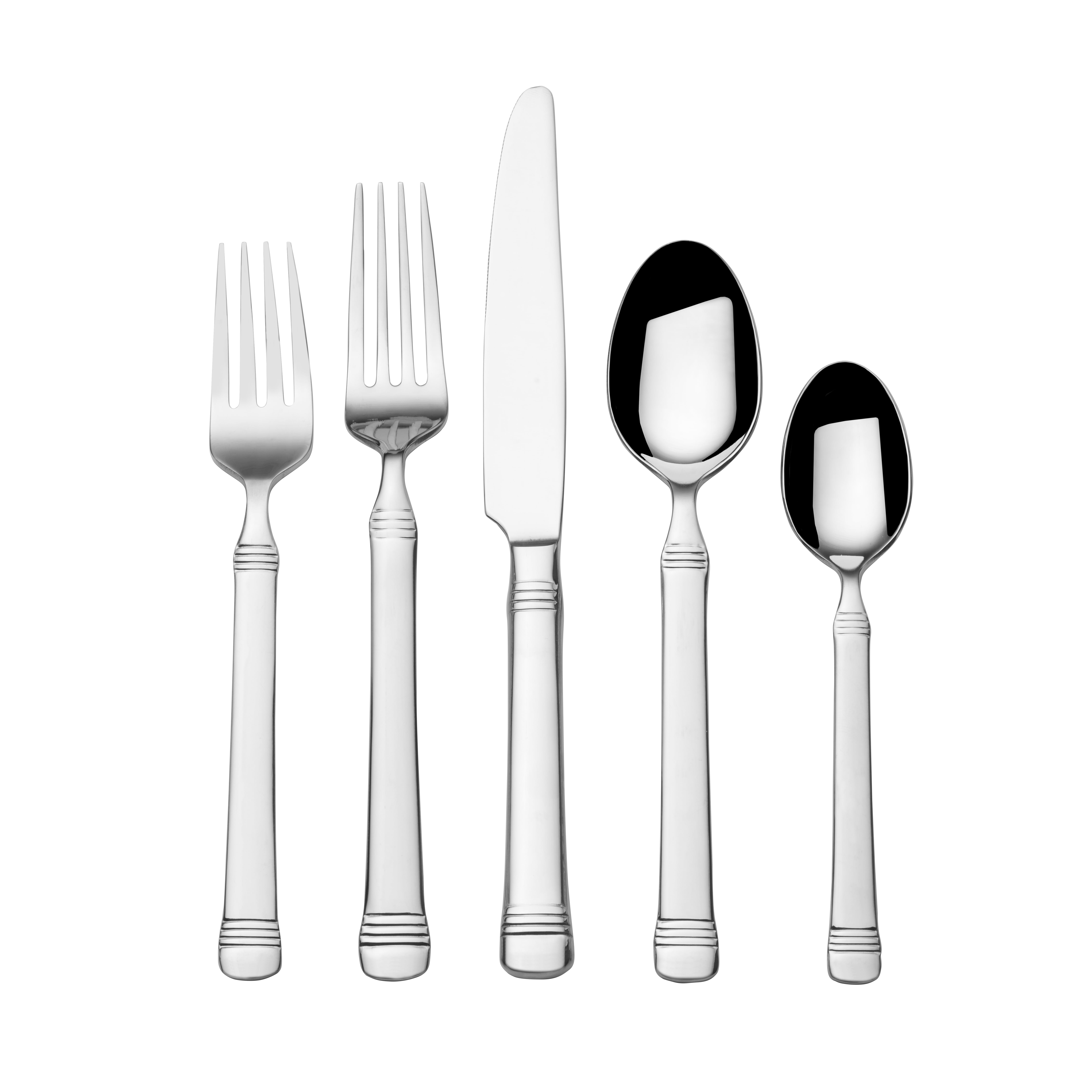 Fitz and Floyd Everyday Bistro Band 45-Piece Forged Stainless Steel Flatware Set, (Service for 8)